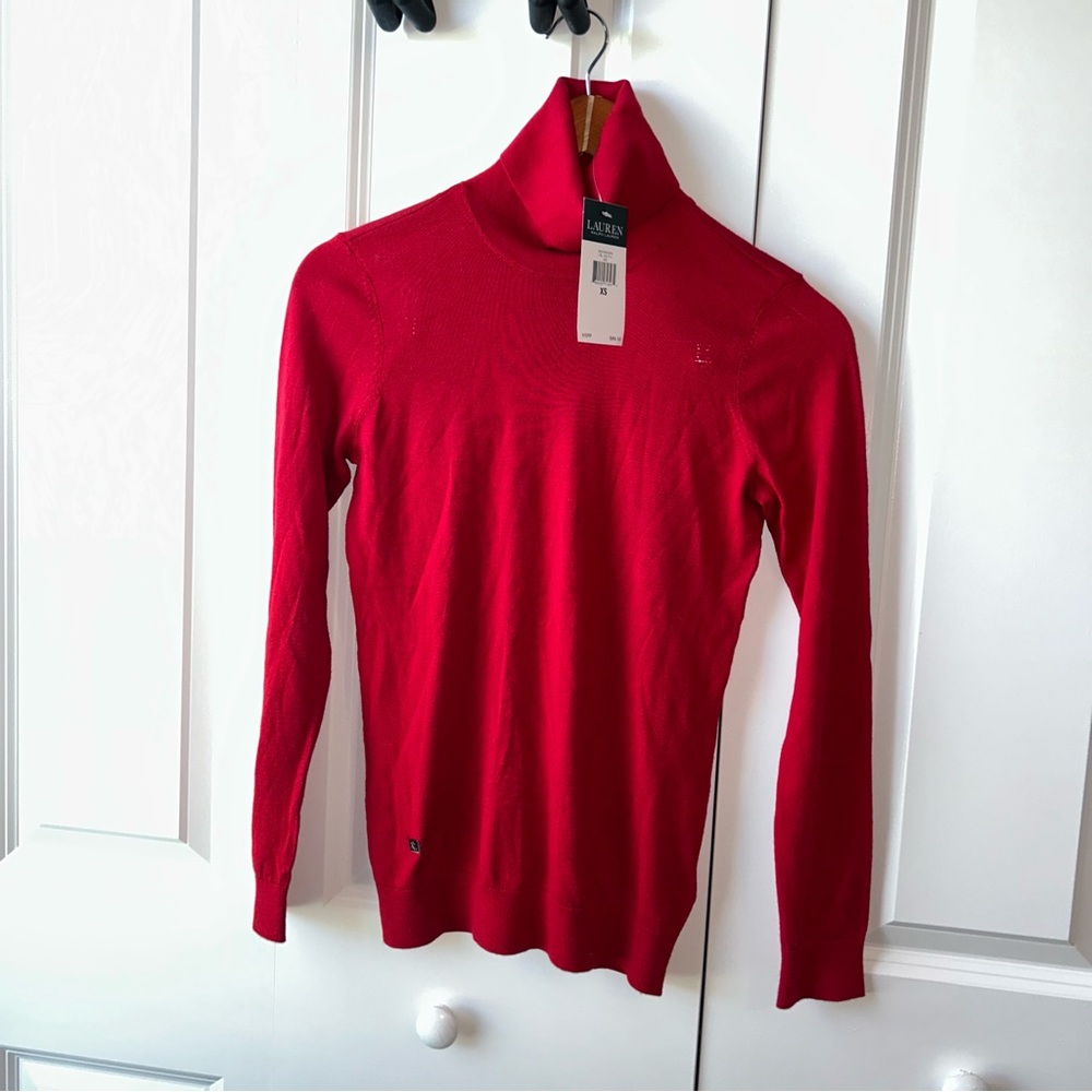🧣‎ Lauren Ralph Lauren Red Turtleneck Sweater - Size XS (NWT)